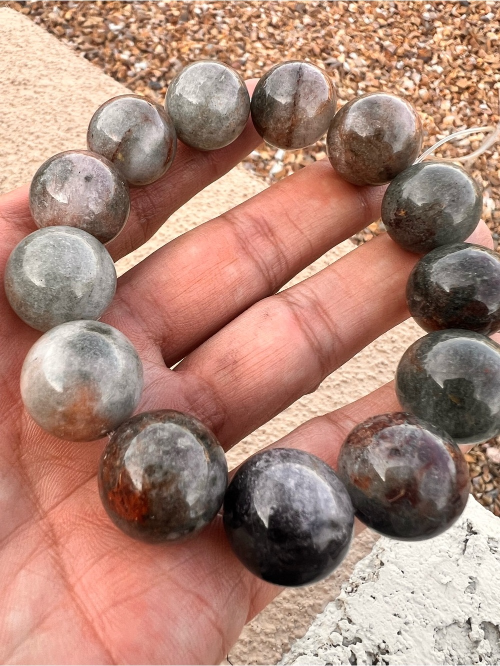 20 MM garden quartz 7 1/2 size Beaded Stretch Bracelet - Women Jewelry